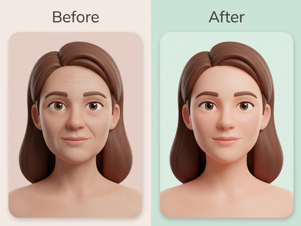 Visible improvement in skin radiance and texture 3 months after treatment.