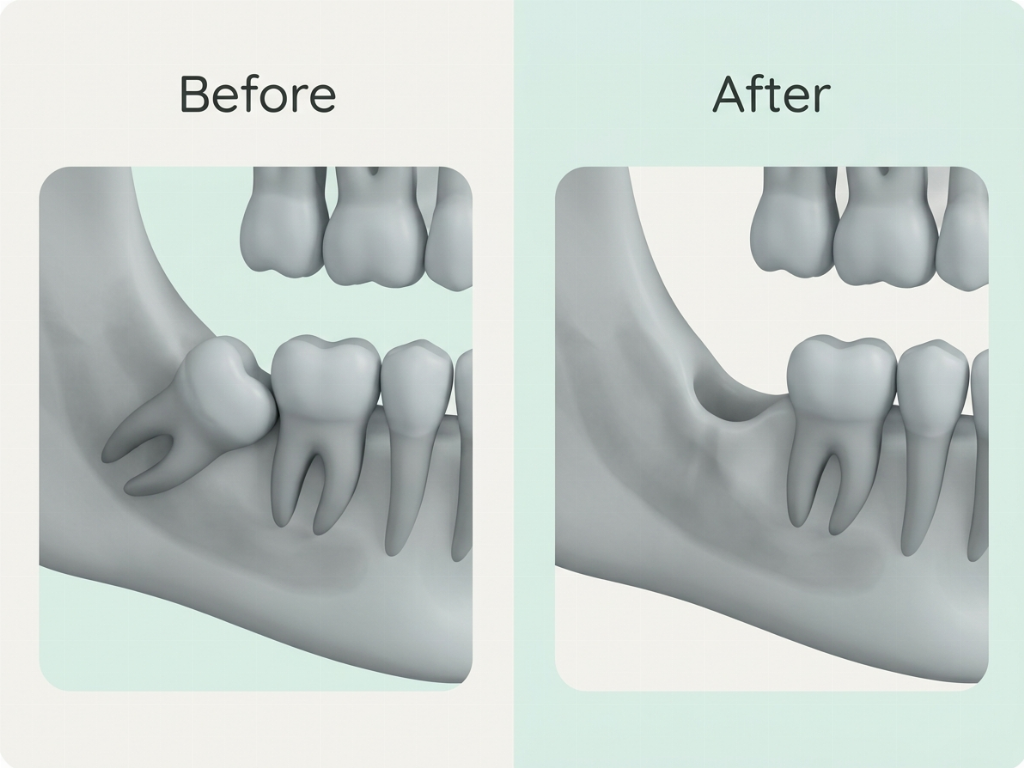 Extraction removes the source of pain and prevents damage to adjacent teeth.