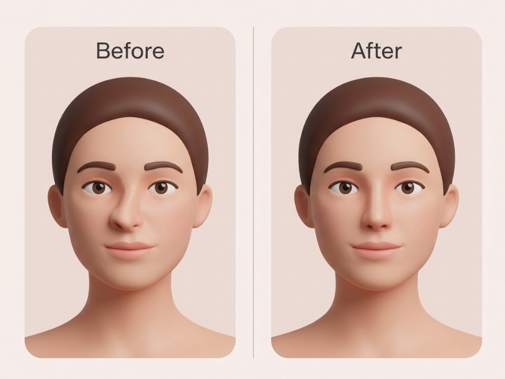 Secondary rhinoplasty addresses visible asymmetry and internal structural deviations.