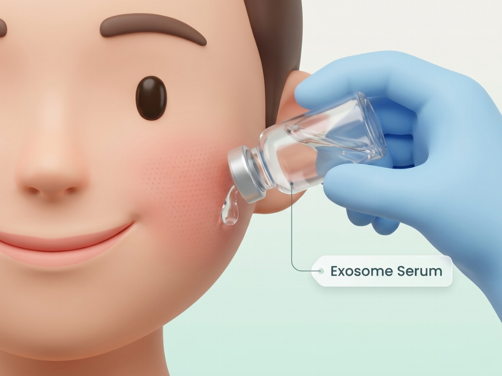Exosome serum is applied topically to be absorbed through micro-channels