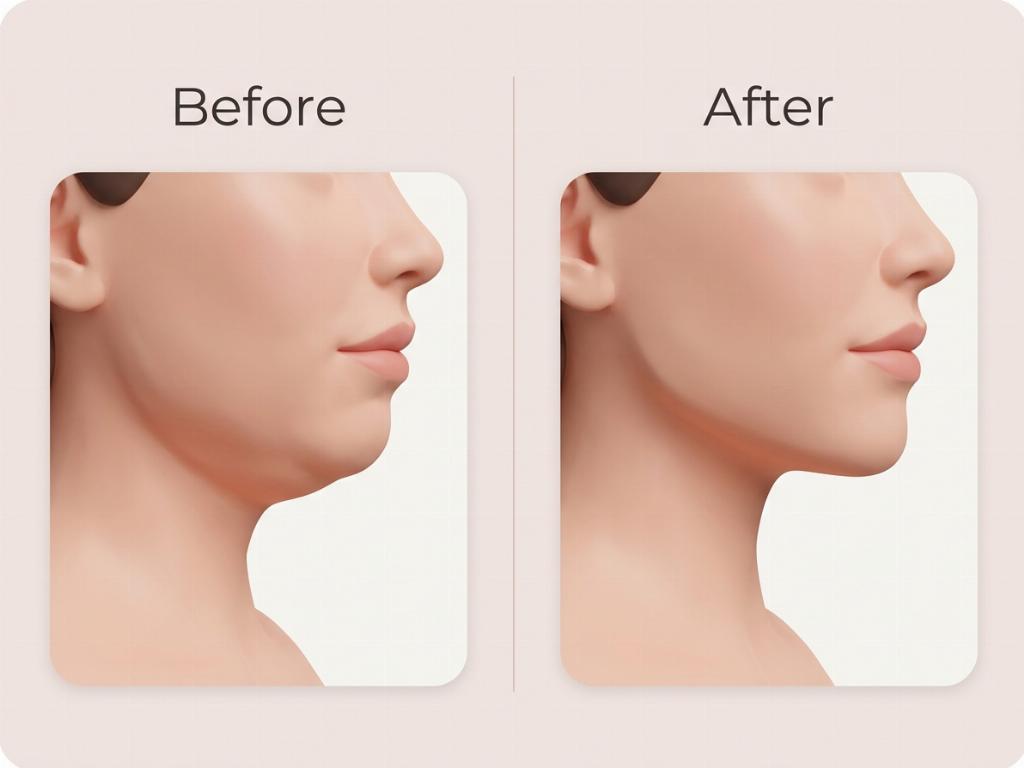 Submental fat reduction and jawline definition