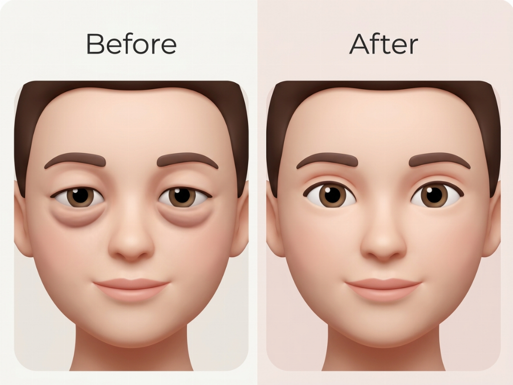 Combined upper and lower blepharoplasty for a refreshed, open-eyed look.