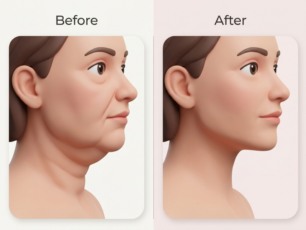 A full facelift addresses sagging jowls and restores a defined jawline.