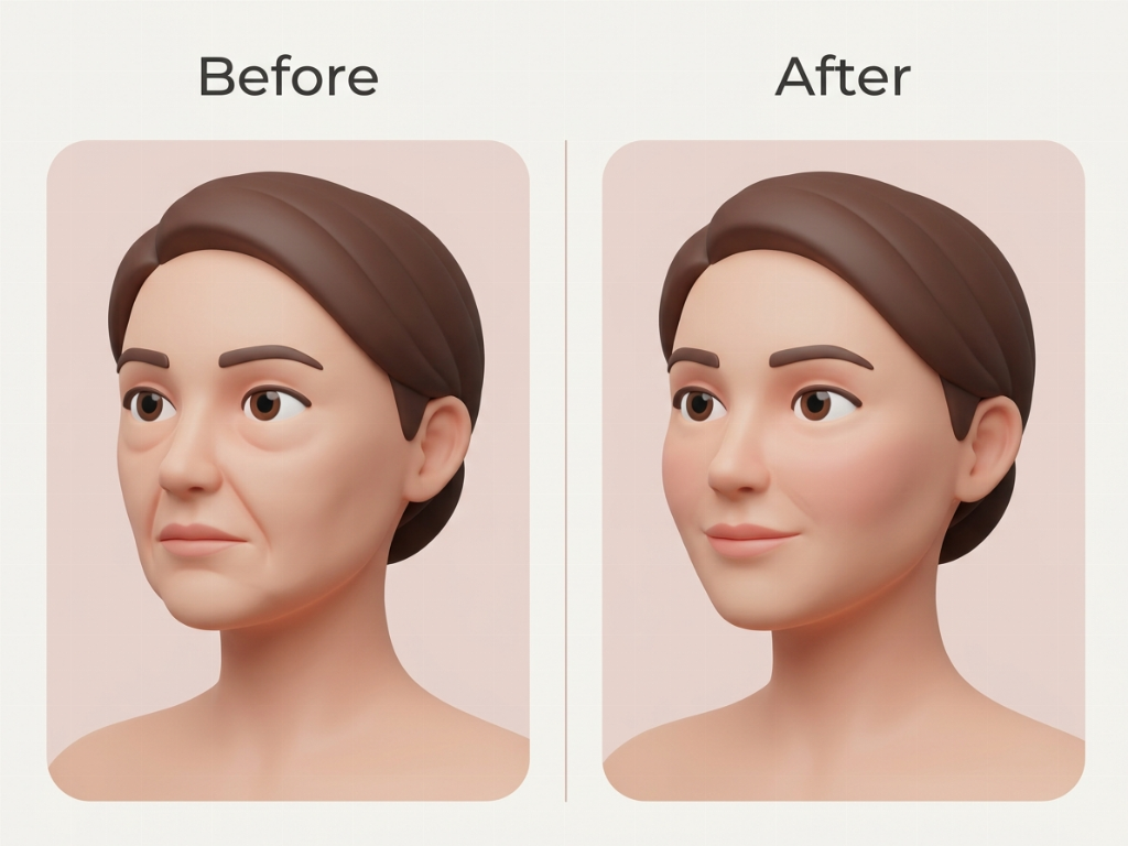 Mid-face lifting restores volume to the cheeks and reduces deep folds.