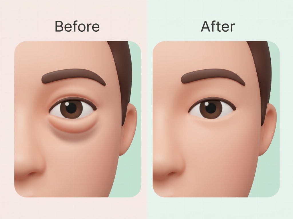Correction of lower eye bags and deep tear troughs.