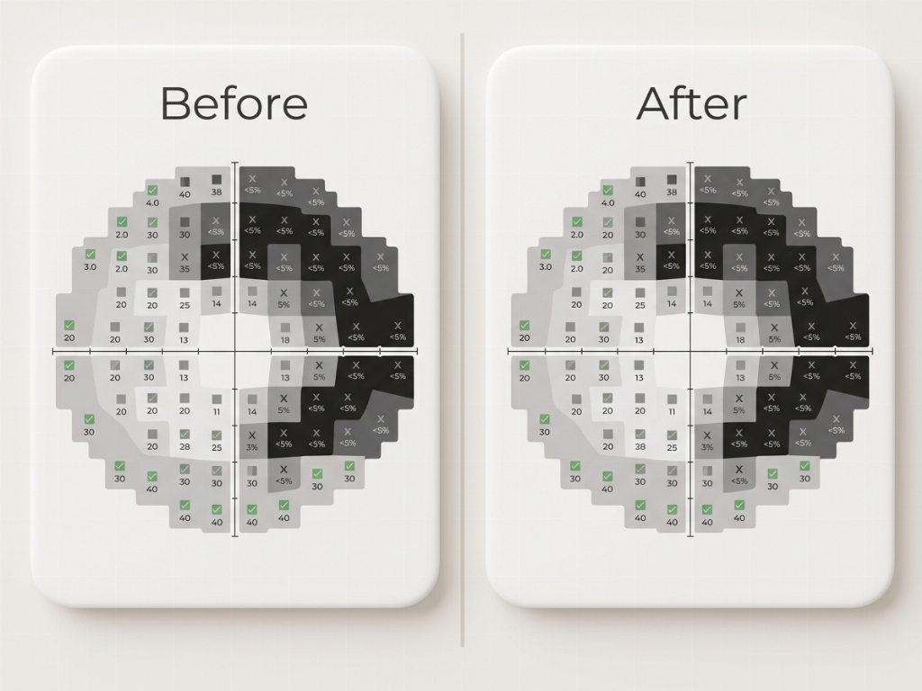 The goal of treatment is to stabilize the visual field and prevent the expansion of blind spots.