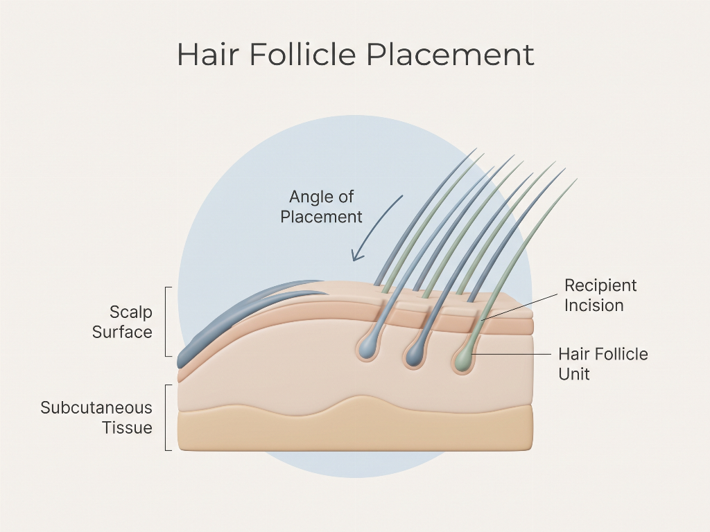 Precision Grafting: Follicles are implanted at specific angles to mimic natural growth.