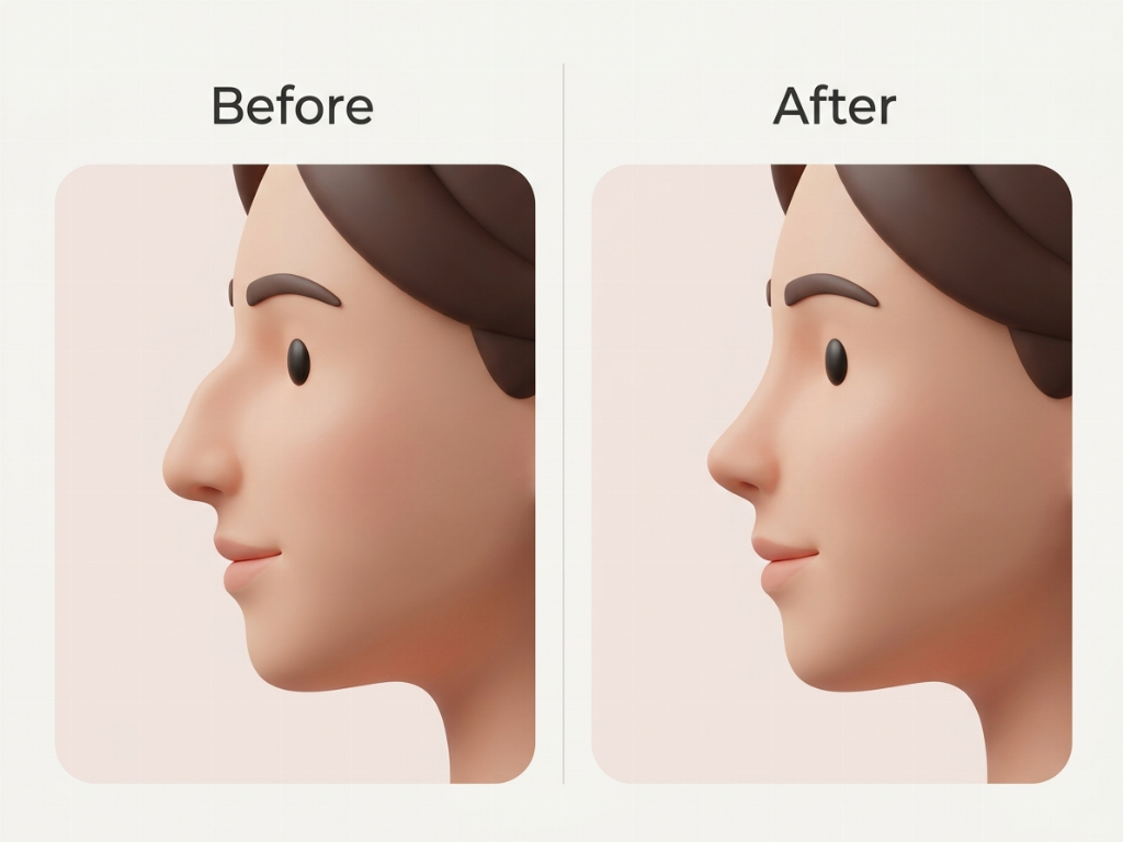 Dorsal Hump Reduction: Smoothing the bridge and refining the tip profile.