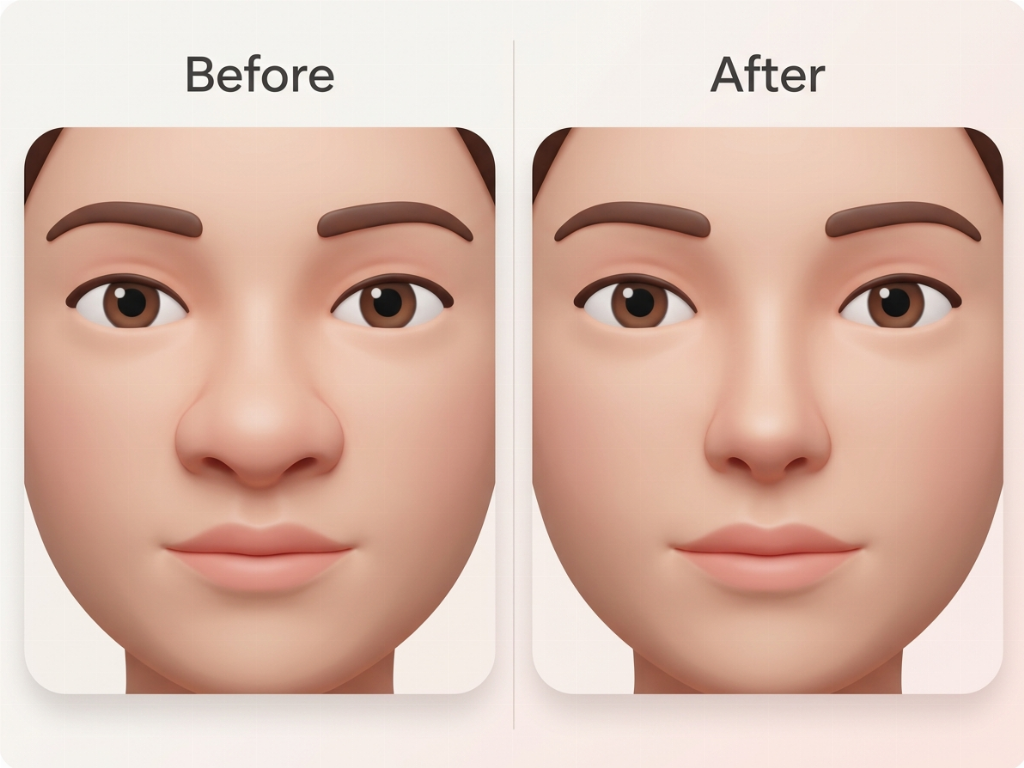 Bulbous Tip Refinement: Narrowing a wide or rounded nasal tip.