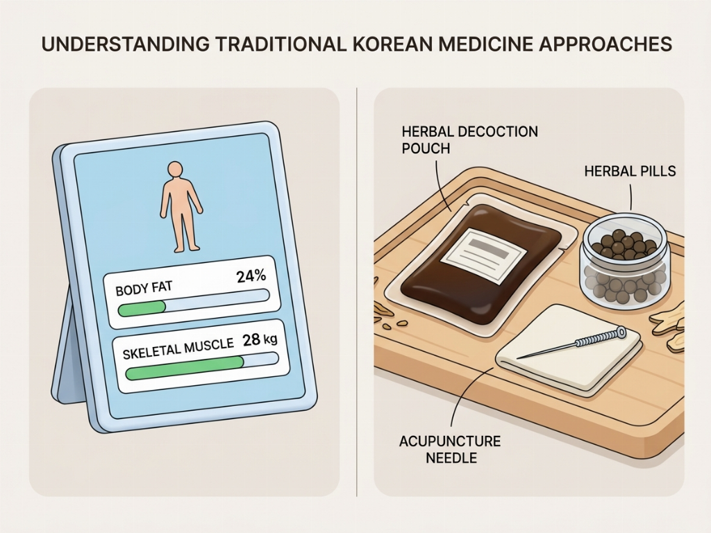 The Hanbang approach combines body composition analysis with customized herbal medicine.