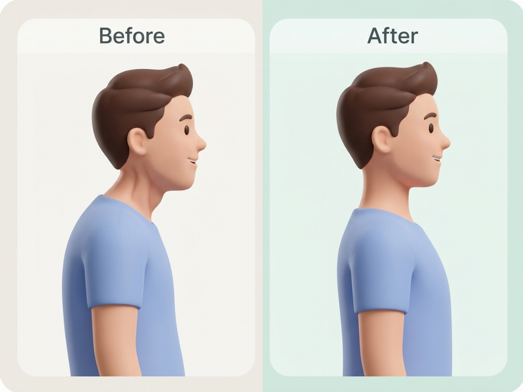 Improvement in posture and muscle tension after a series of sessions.