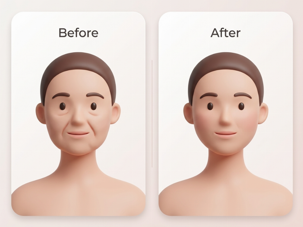 The procedure helps lift the cheeks to soften deep nasolabial folds.