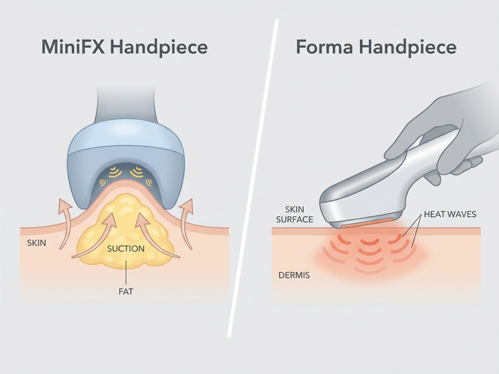 Inmode uses MiniFX for fat reduction and Forma for skin tightening.