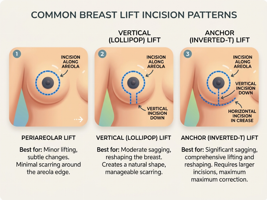 Common Breast Lift Incision Techniques