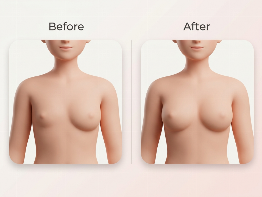 Realistic restoration of breast symmetry following a unilateral mastectomy.